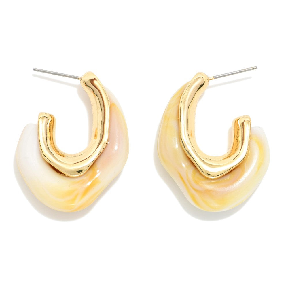 Marbled Acetate Irregular Hoop Earrings