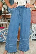 Dusk Blue Ruffled Pants