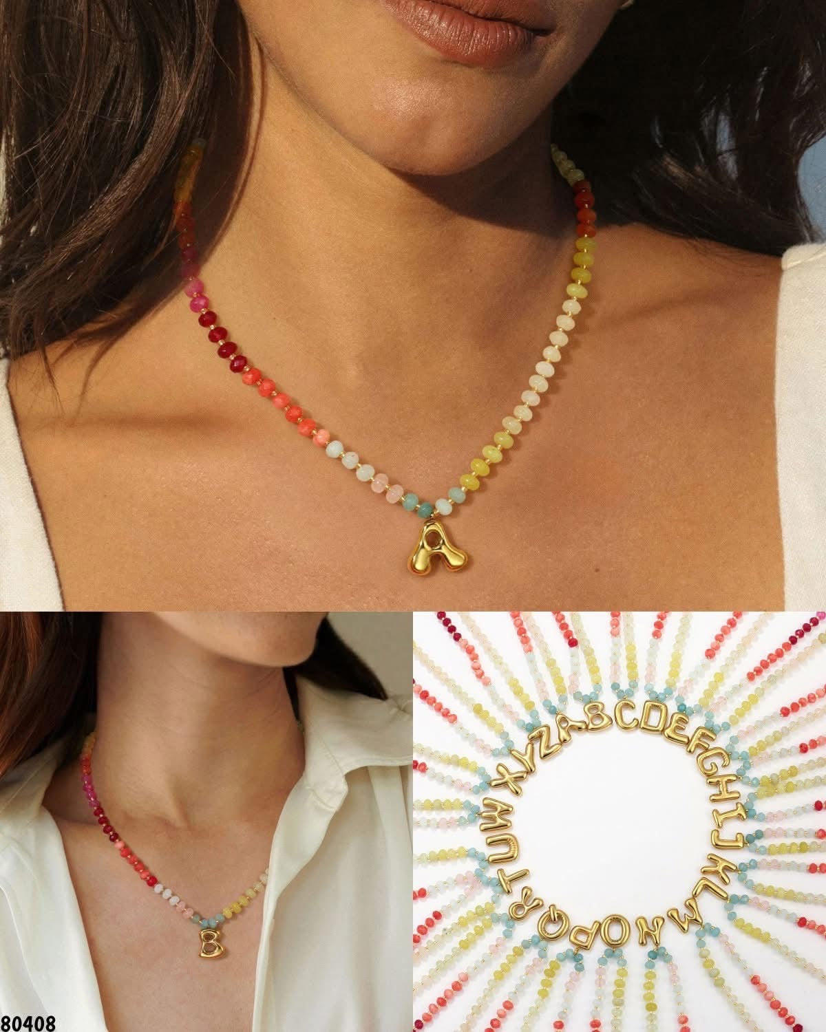 Beaded Initial Necklace PREORDER