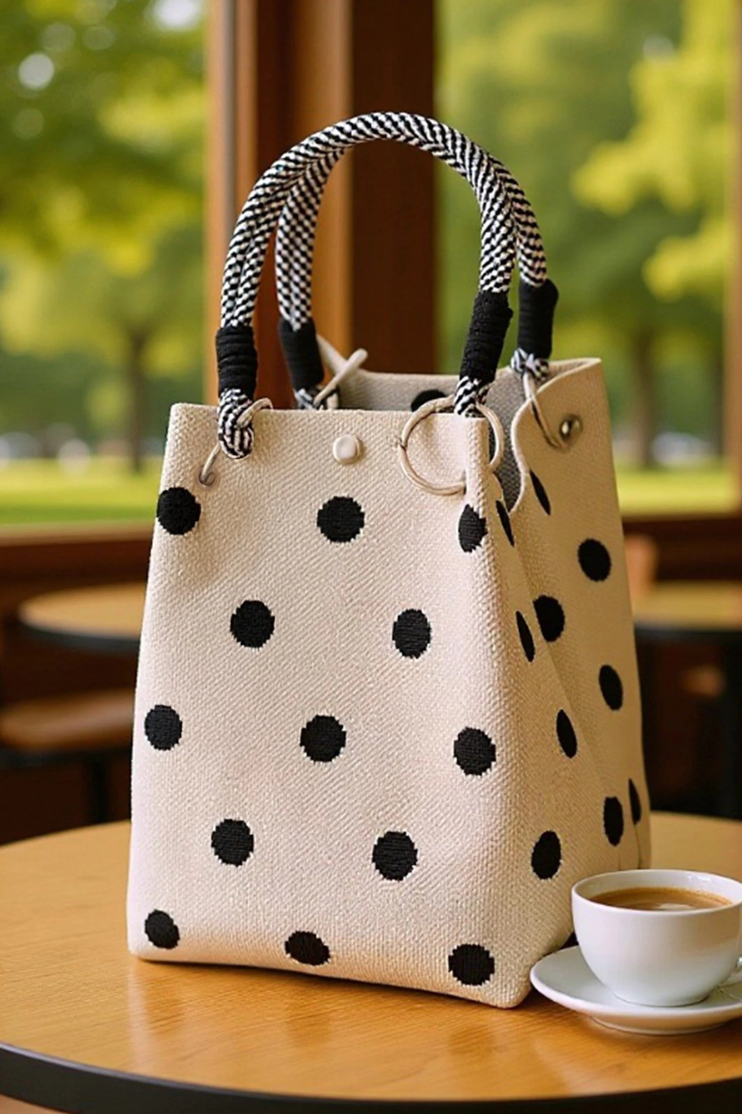 Polka Dot Rope Handles All Seasons Tote Bag