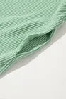 Mint Green Corded Knit Crew Neck Puff Sleeve Shift Mini Dress