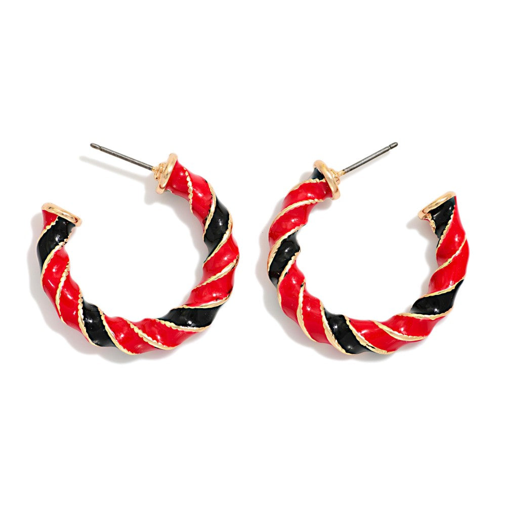 Twisted Two Tone Enamel Hoop Earrings