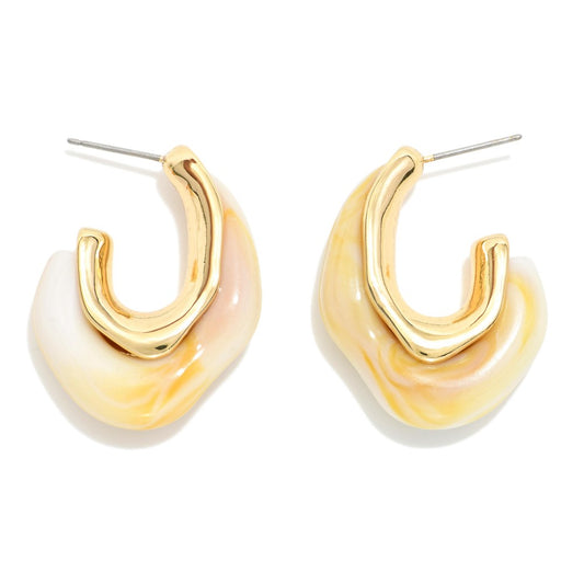 Marbled Acetate Irregular Hoop Earrings