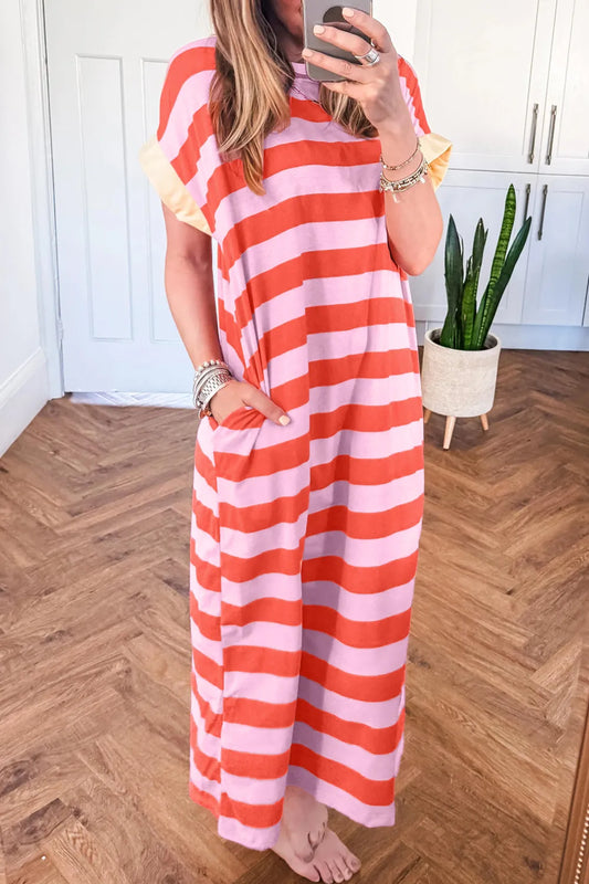 Orange Stripe Long Dress PREORDER
