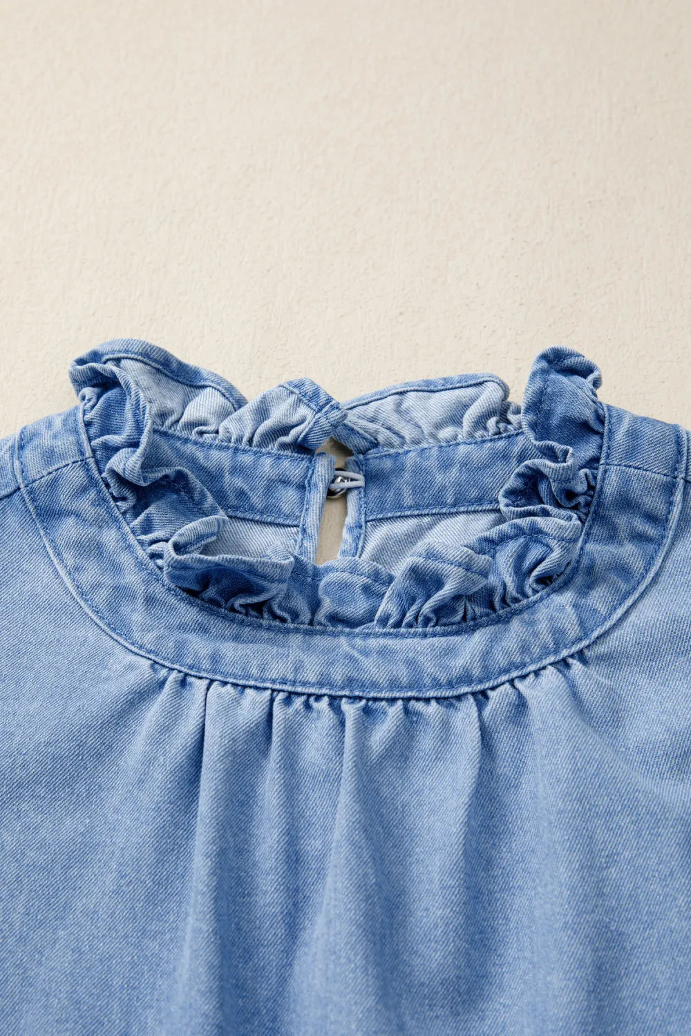 Beau Blue Frilled Denim Top