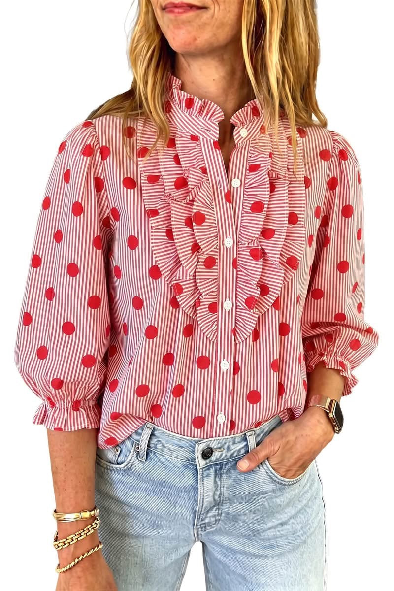 Fiery Red Polka Dot Shirt • PREORDER