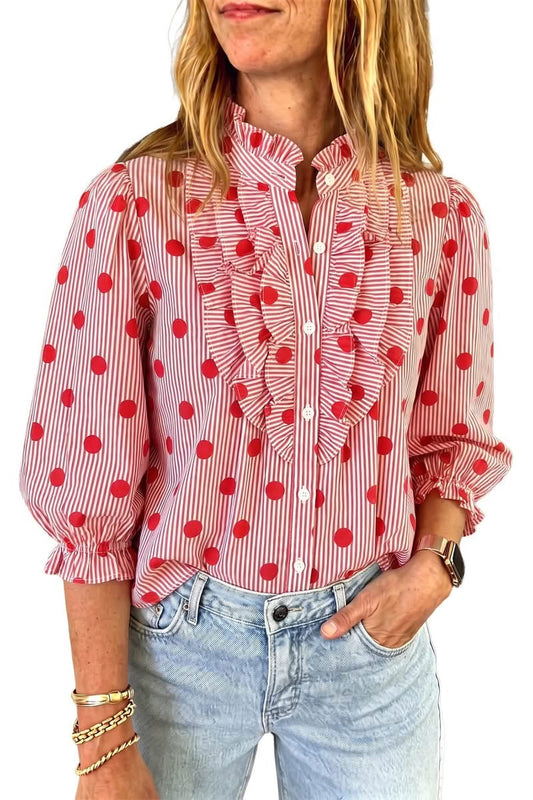 Fiery Red Polka Dot Shirt • PREORDER