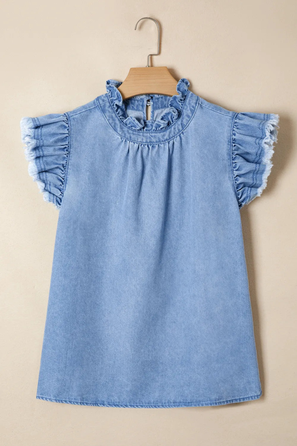 Beau Blue Frilled Denim Top