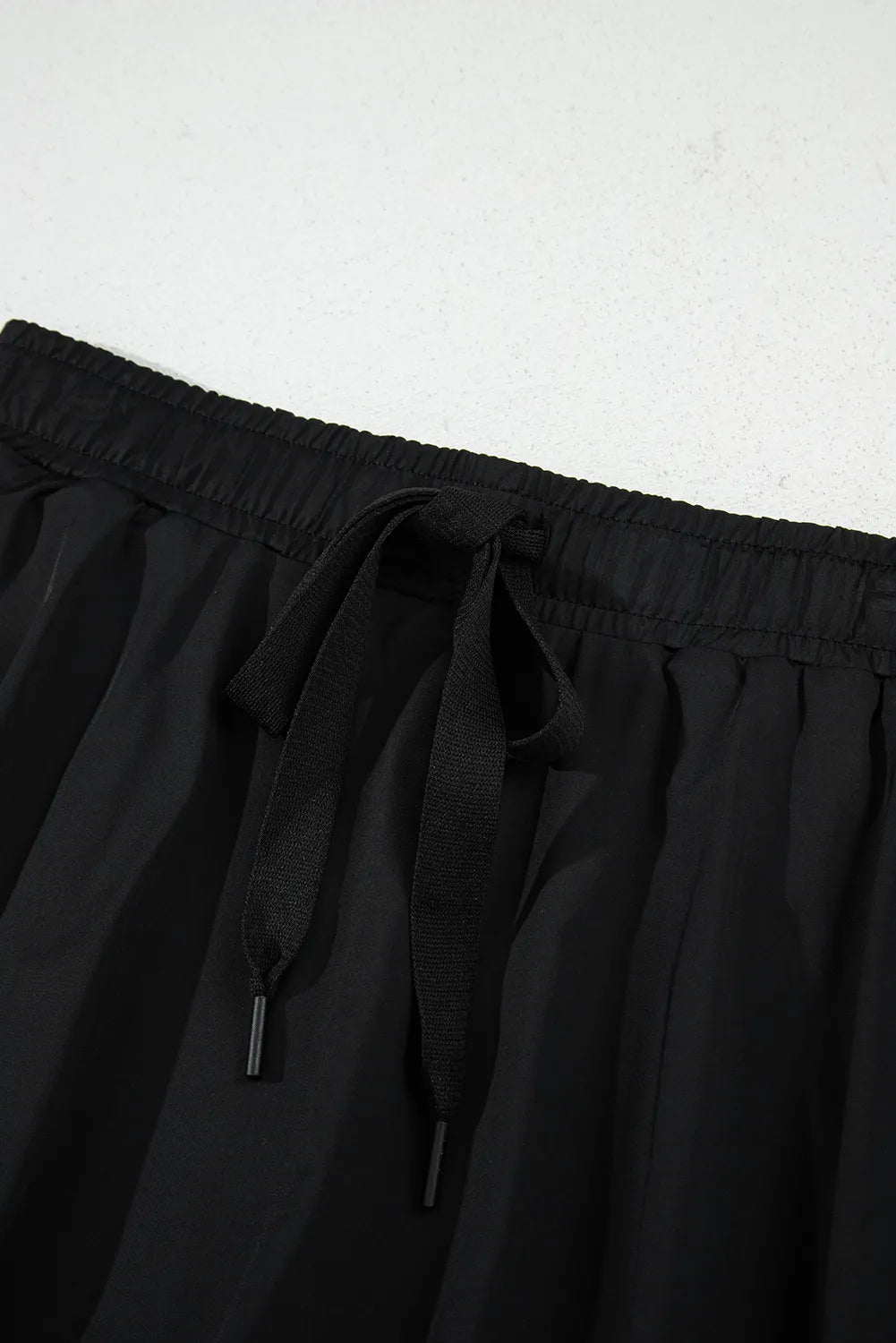 Black Drawstring Elastic Waistband Lined Tennis Skorts