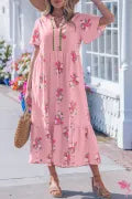 Pink Notched Maxi Dress